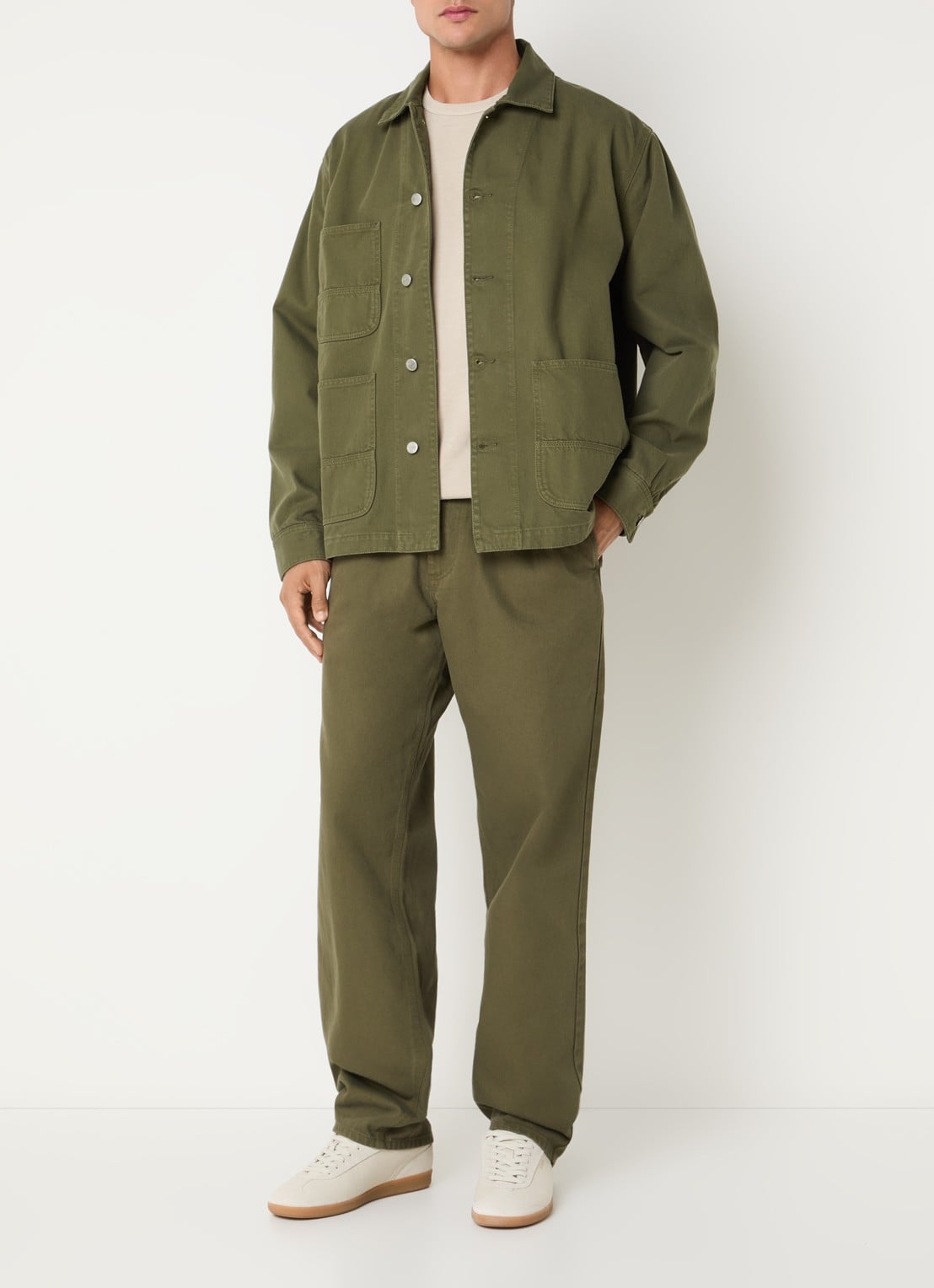 forét Forager overshirt met opgestikte zakken - voorkant 4 legergroen