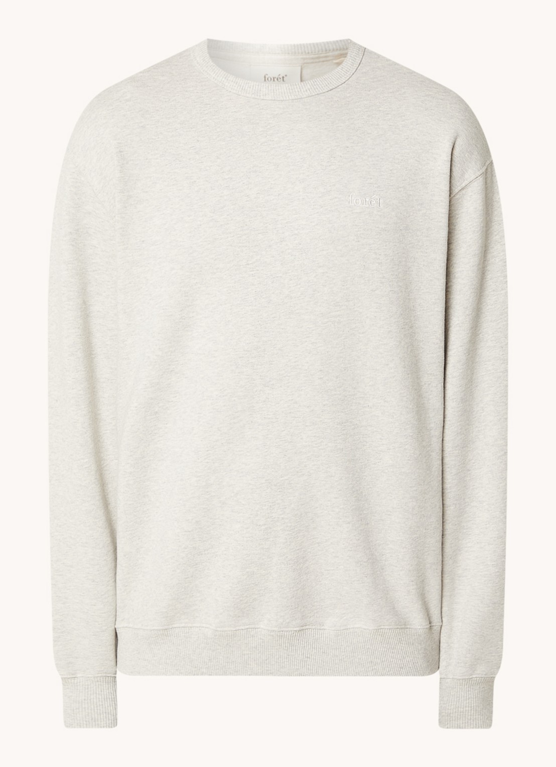 forét Noon sweater met logoborduring - voorkant 3 grijsmele