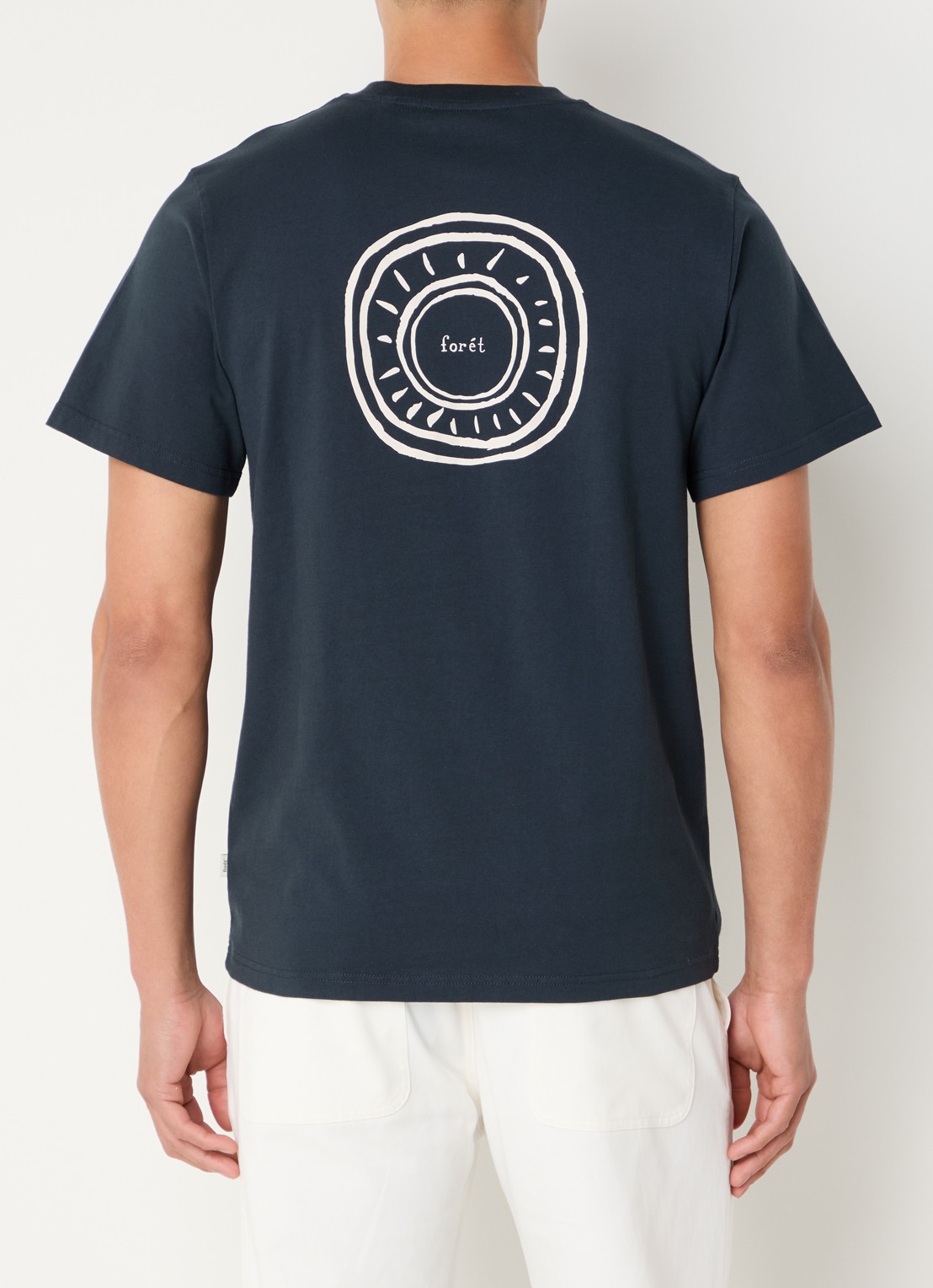 forét Nova T-shirt van  katoen met logo- en backprint - achterkant indigo