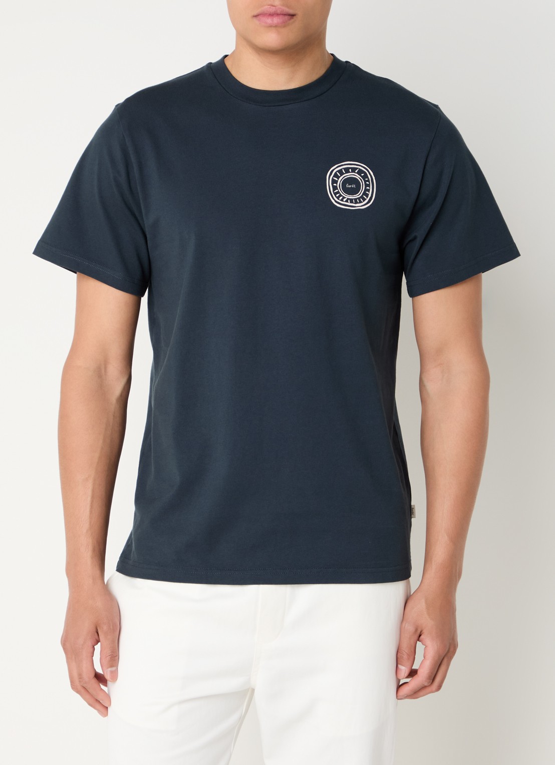 forét Nova T-shirt van  katoen met logo- en backprint - detail 2 indigo