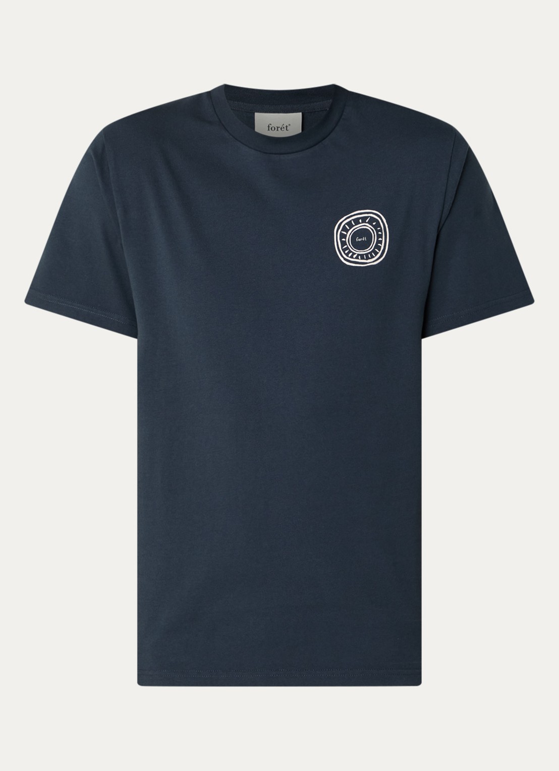 forét Nova T-shirt van  katoen met logo- en backprint - voorkant 3 indigo