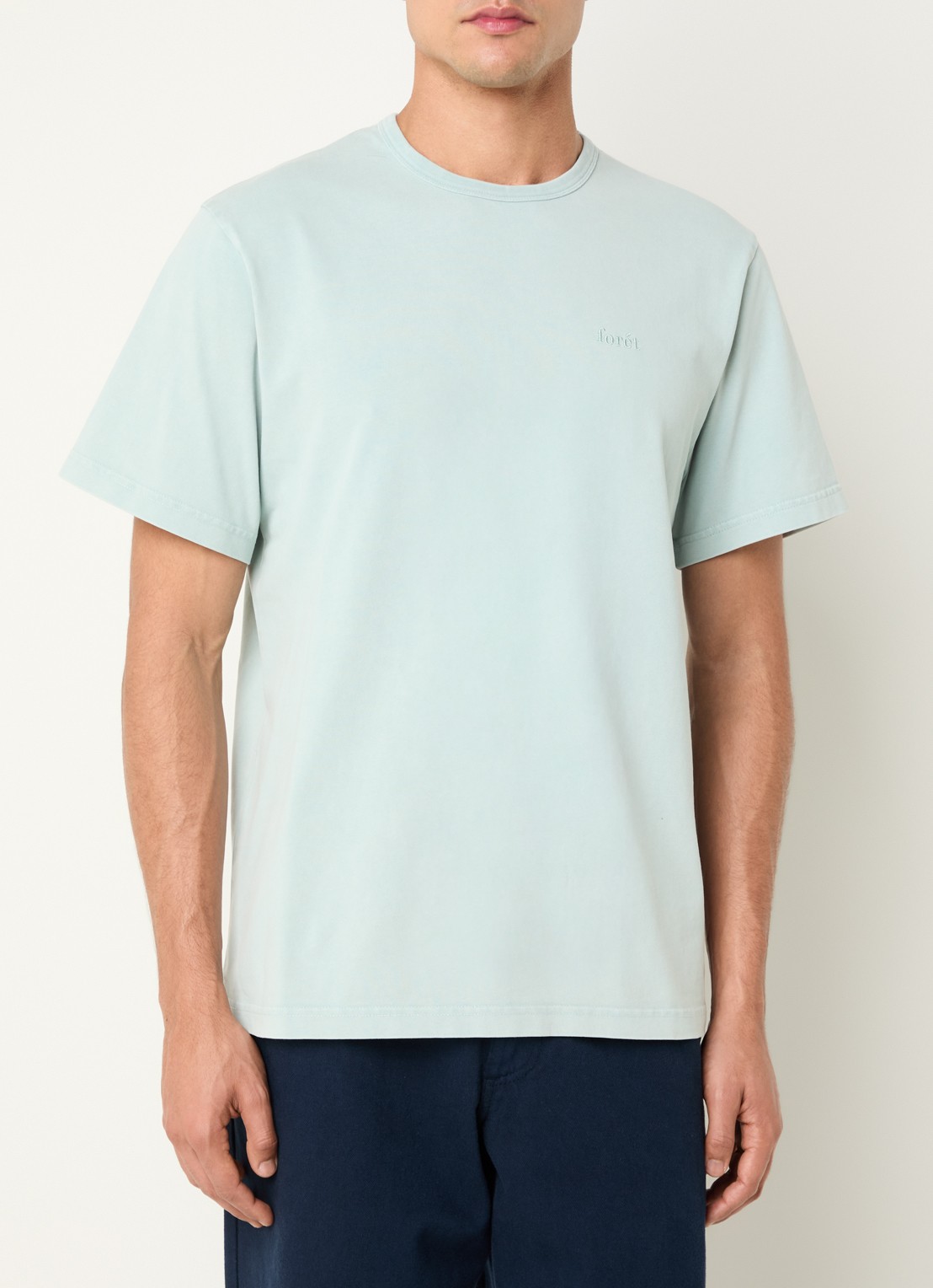 forét Oak T-shirt met logoborduring - detail 3 lichtblauw
