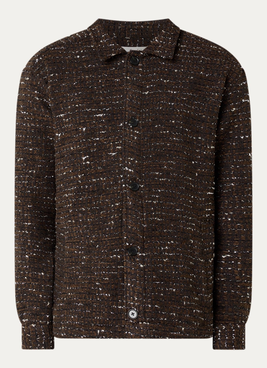forét Overshirt met tweed-look en steekzakken - voorkant 2 bruin