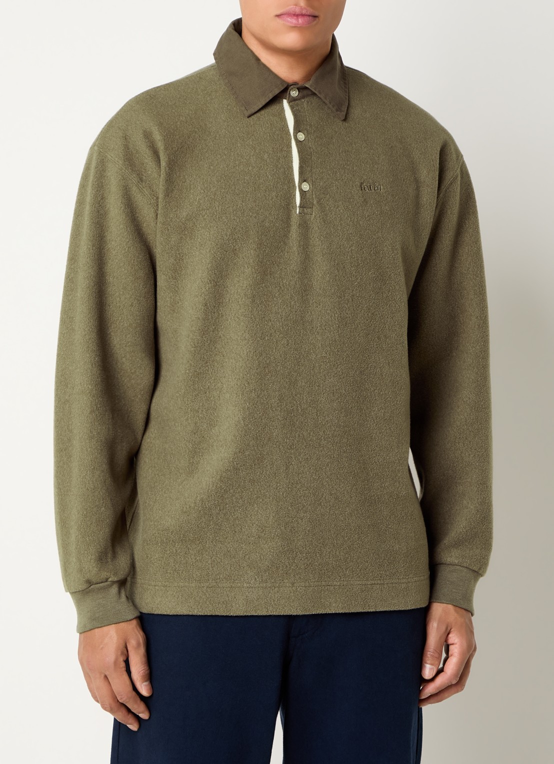 forét Regular fit polo met logo - detail mosgroen