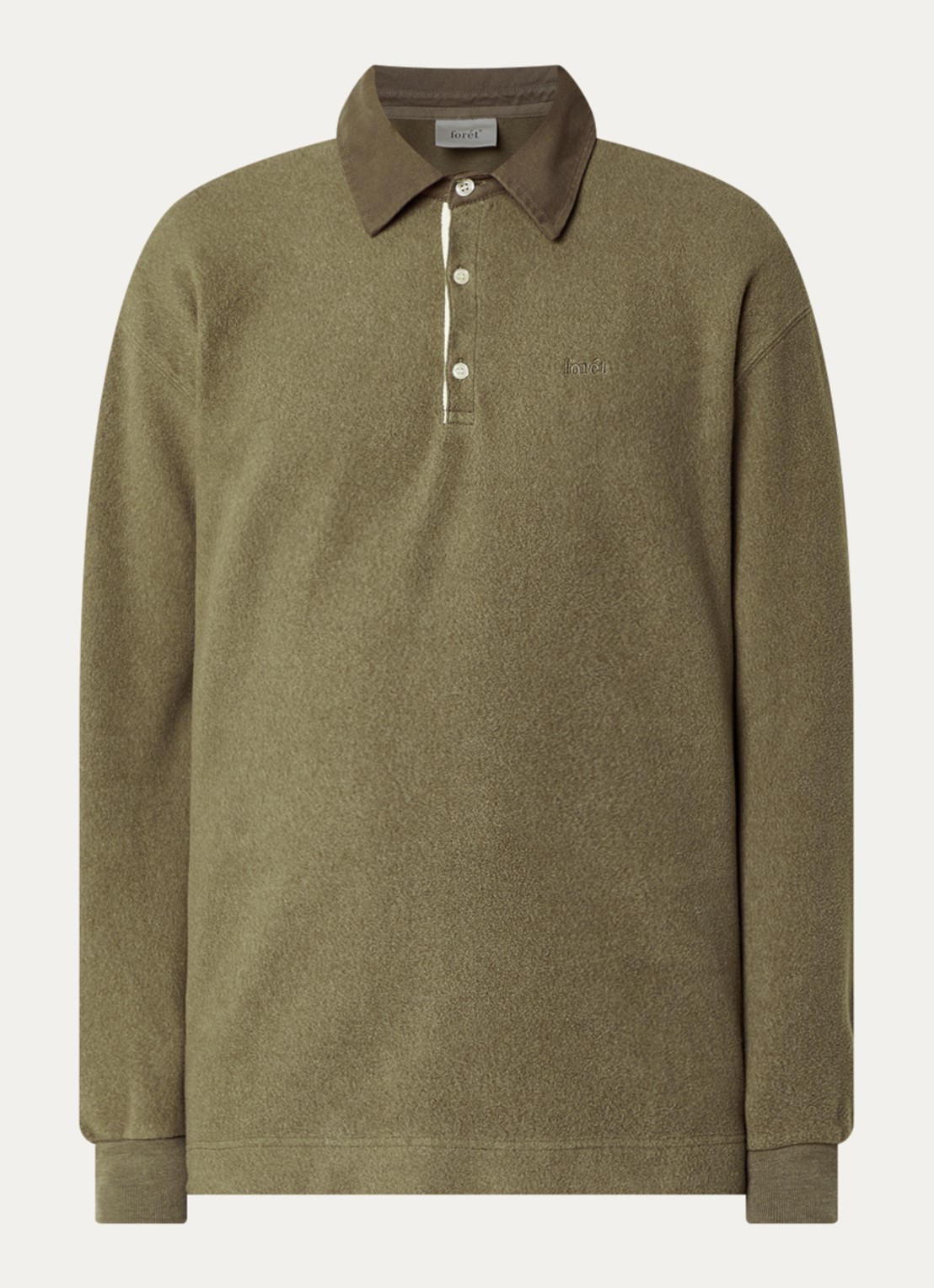 forét Regular fit polo met logo - voorkant 3 mosgroen