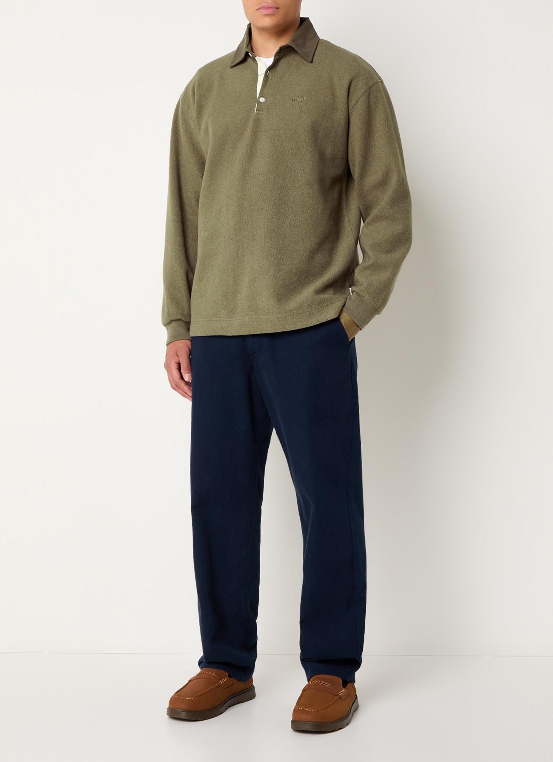 forét Regular fit polo met logo - voorkant 4 mosgroen