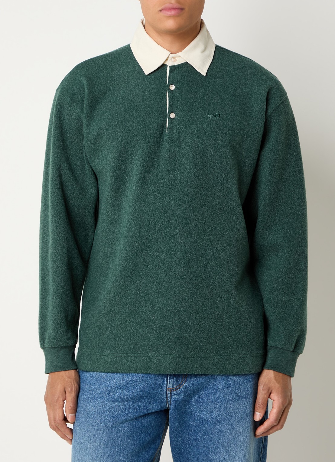 forét Regular fit polo met logo - detail donkergroen