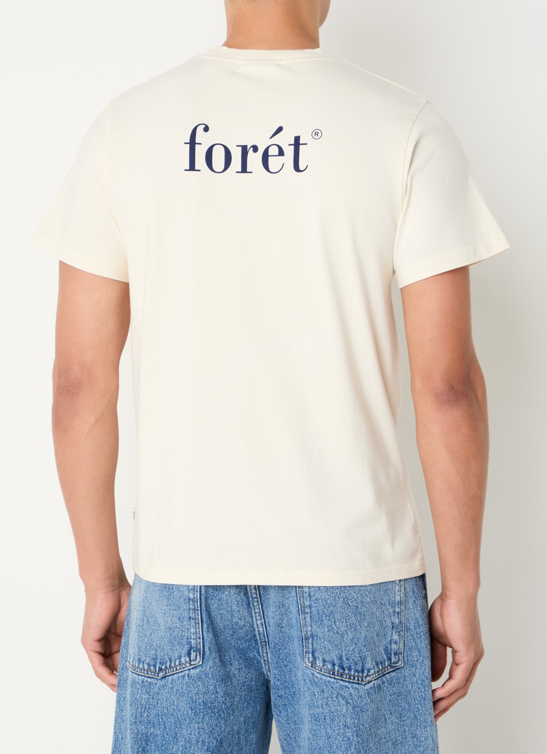 forét Still T-shirt van  katoen met logo- en backprint - achterkant gebroken wit