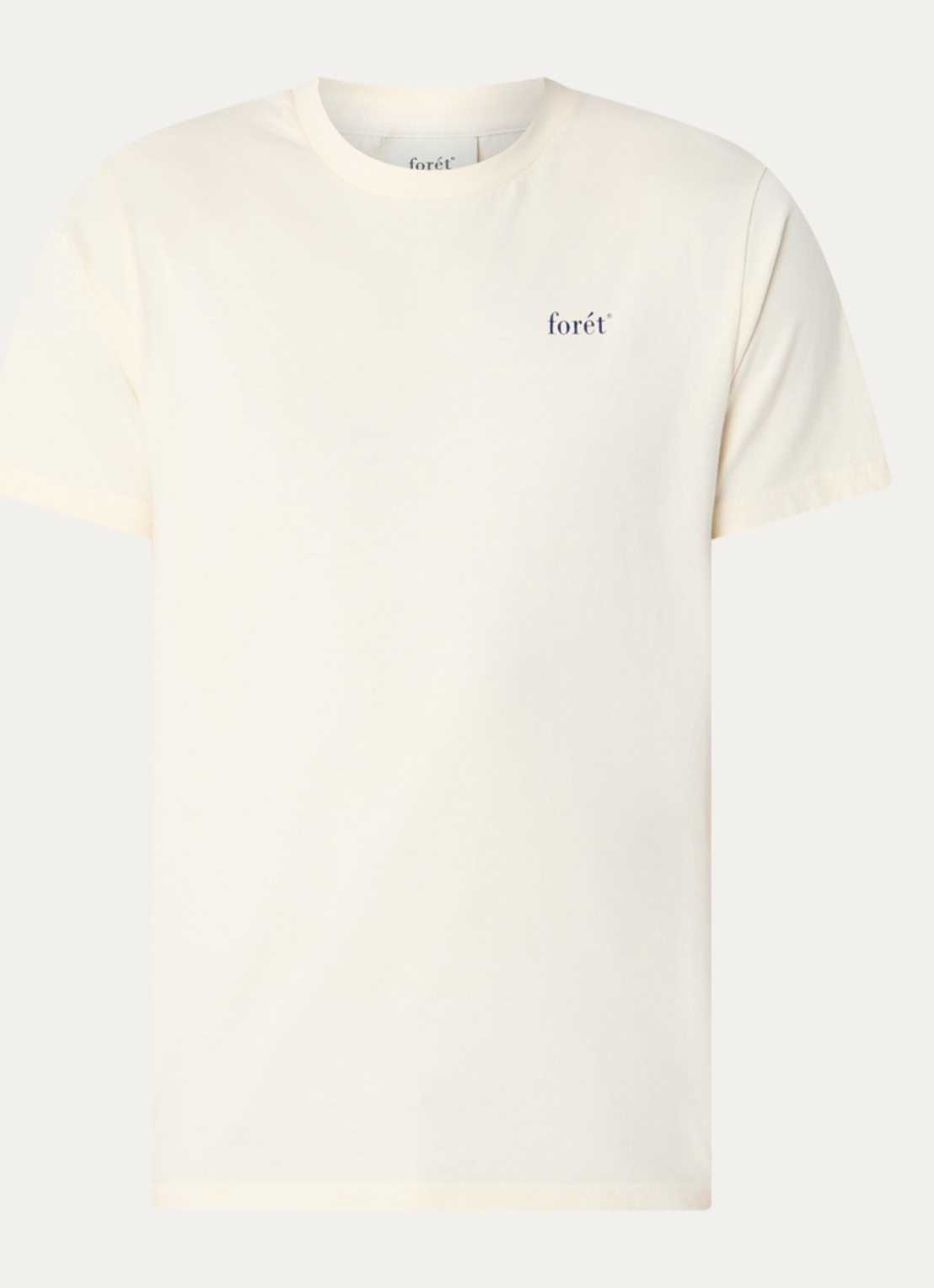 forét Still T-shirt van  katoen met logo- en backprint - voorkant 2 gebroken wit