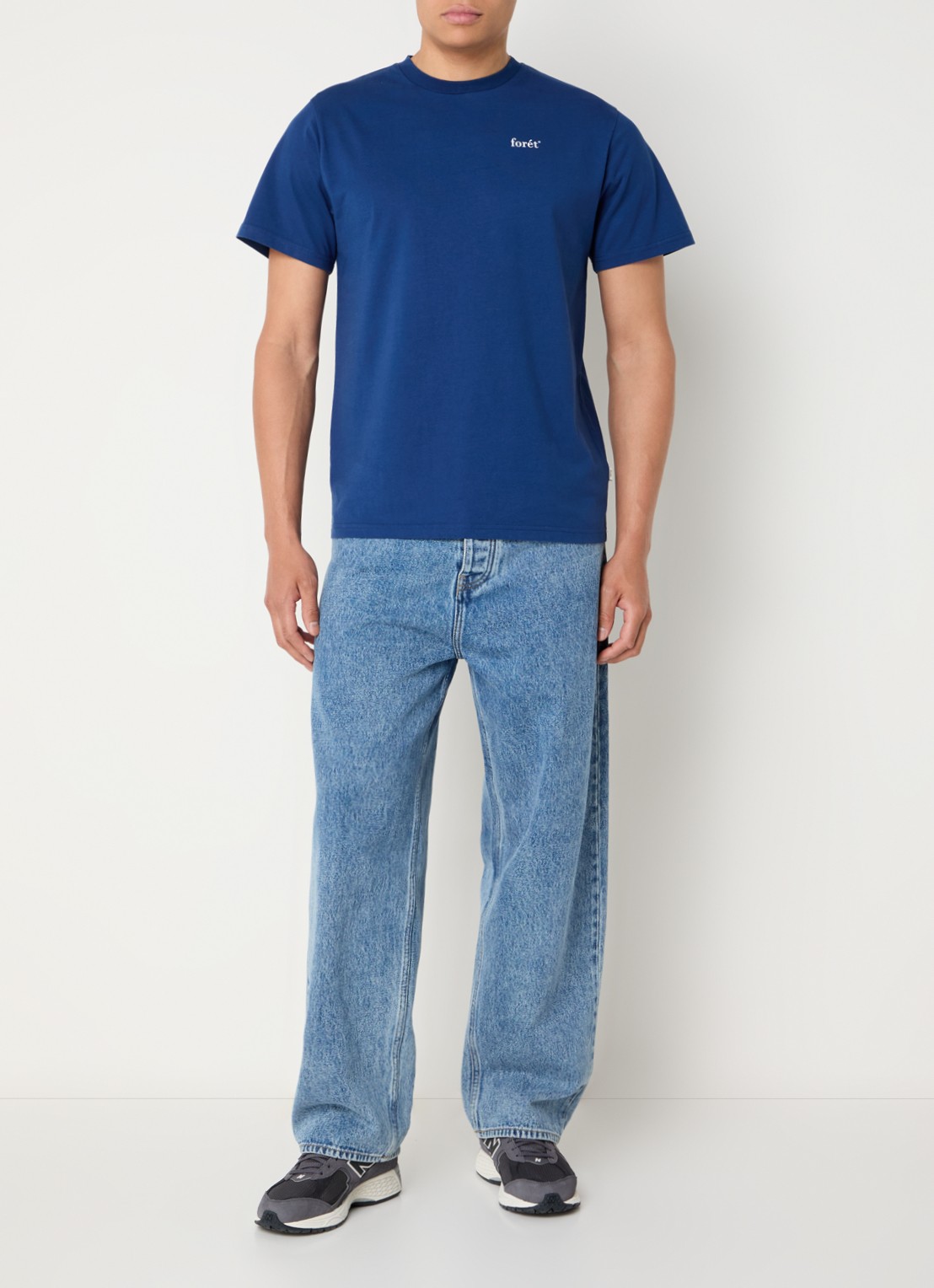 forét Still T-shirt van  katoen met logo- en backprint - voorkant 3 royalblauw
