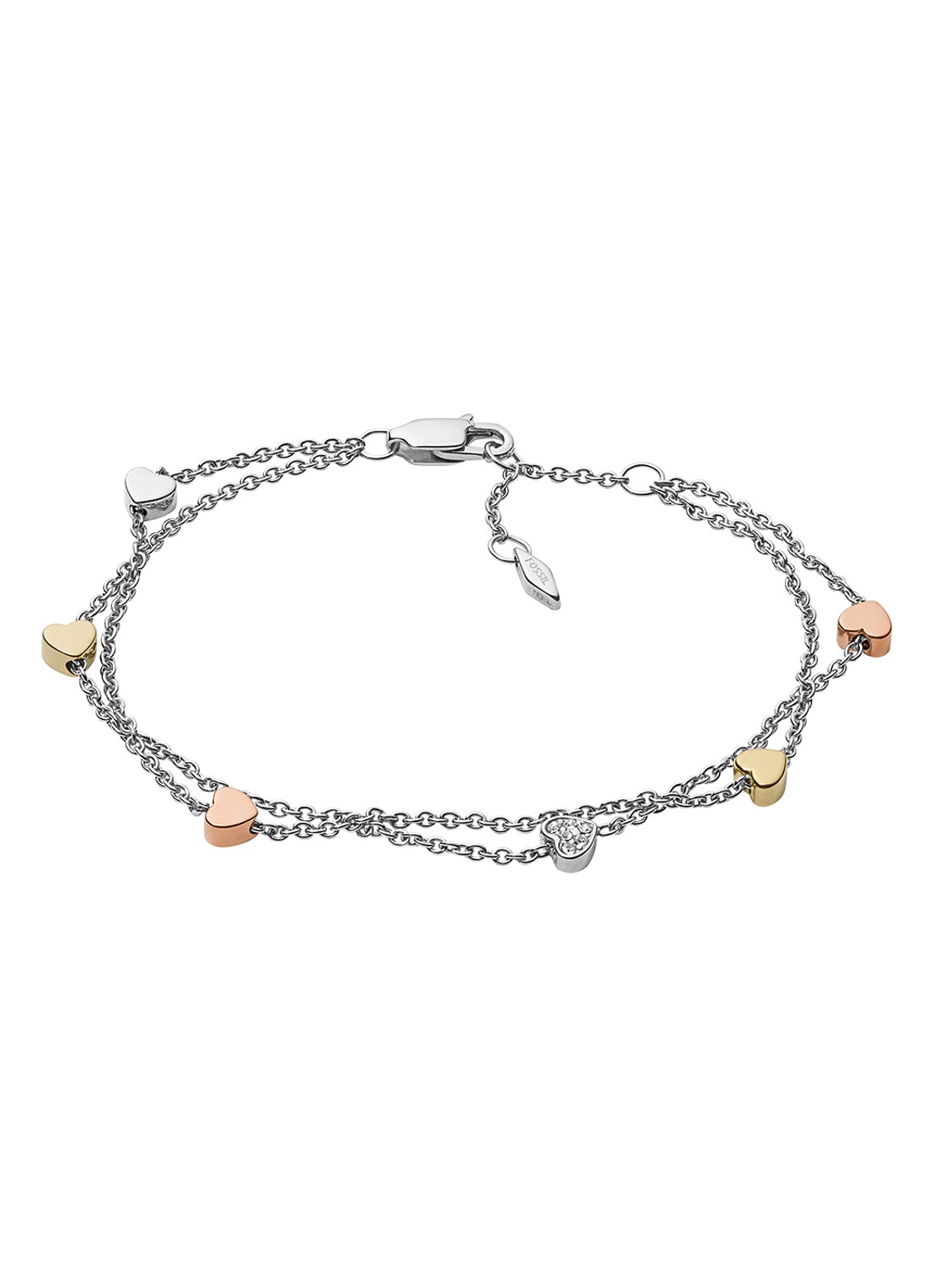 Fossil Armband met glassteen JF02854998 - voorkant 2 zilver