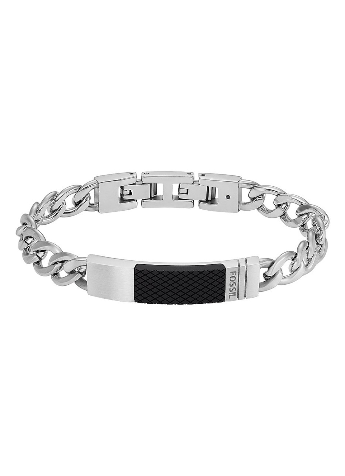 Fossil Armband met logo JF04411040 - voorkant zilver