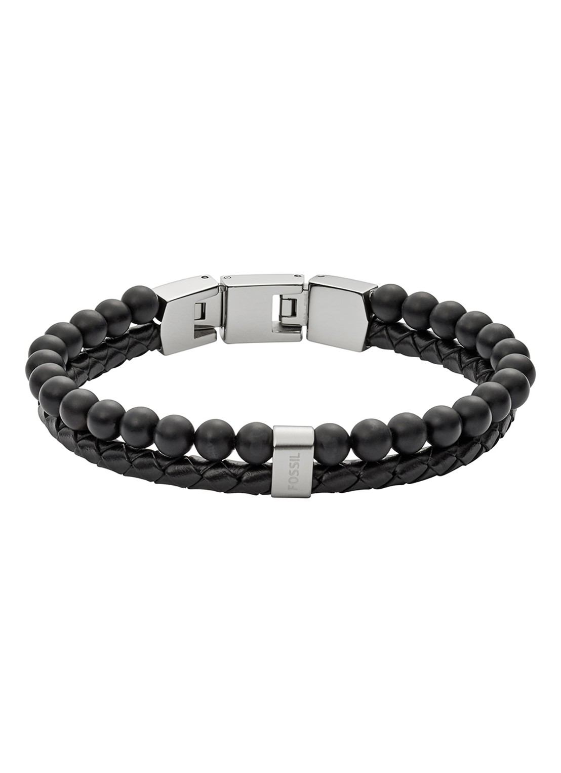Fossil Armband van halfedelsteen en roestvrijstaal JF02763040 - voorkant zwart