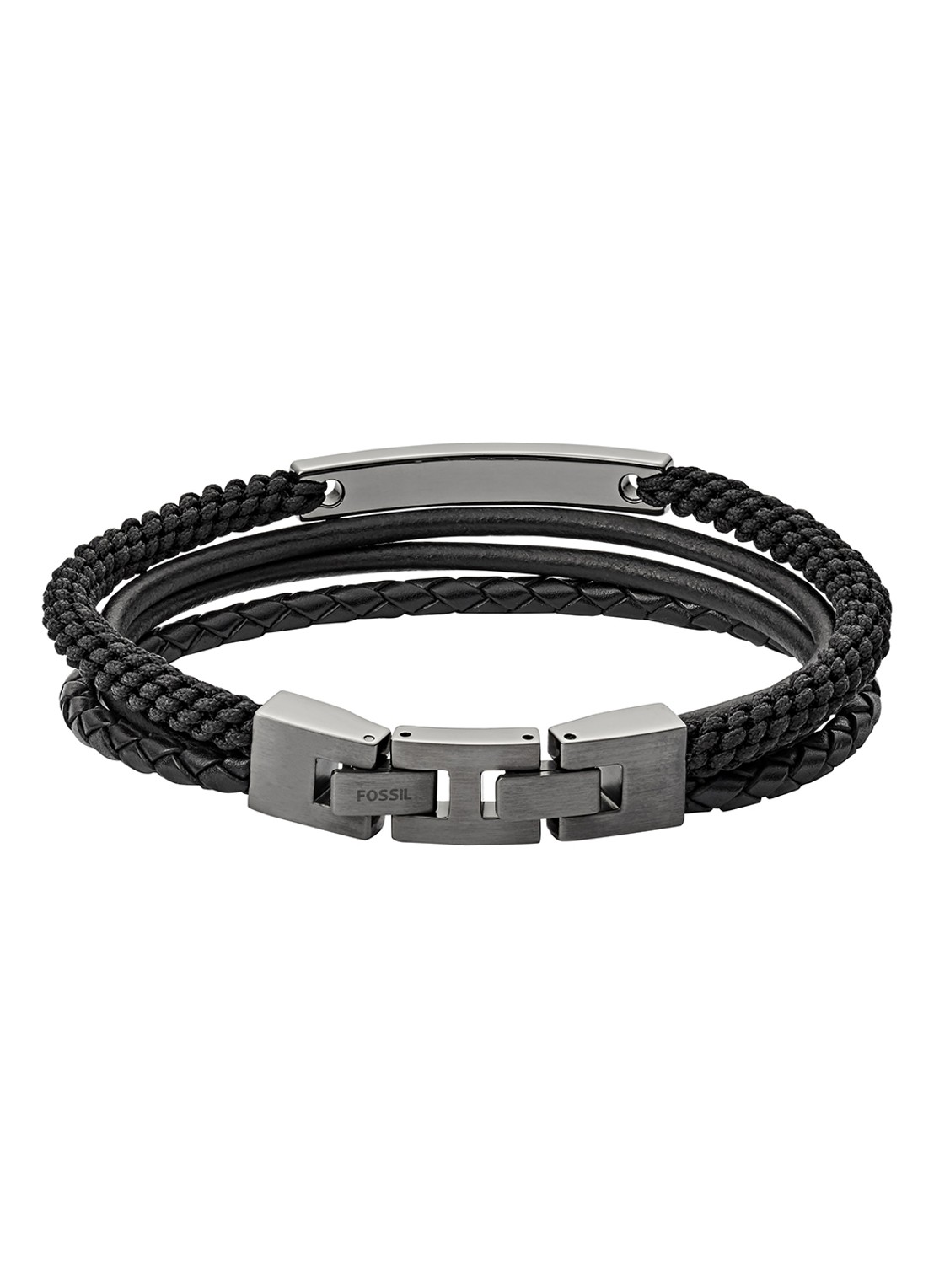 Fossil Armband van leer JF03185793 - detail donkergrijs
