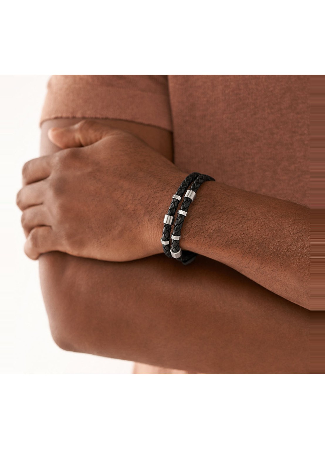 Fossil Armband van leer JF04473040 - detail 5 zwart