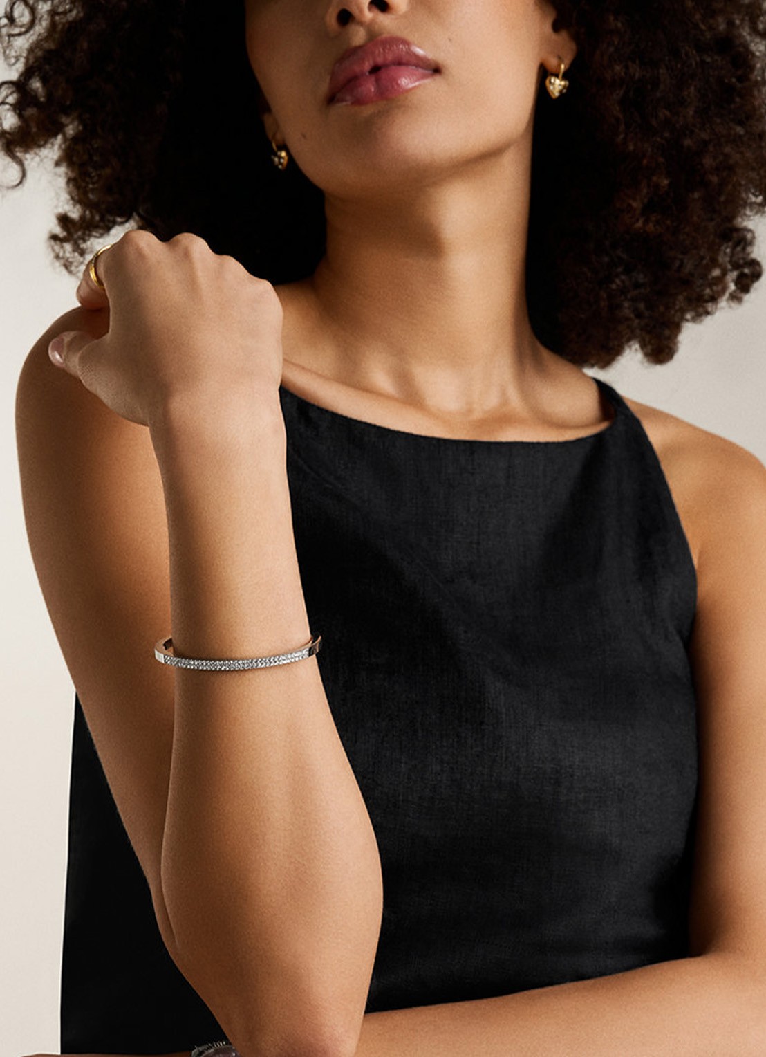 Fossil Bangle met zirkonia JF04863040 - detail 4 zilver