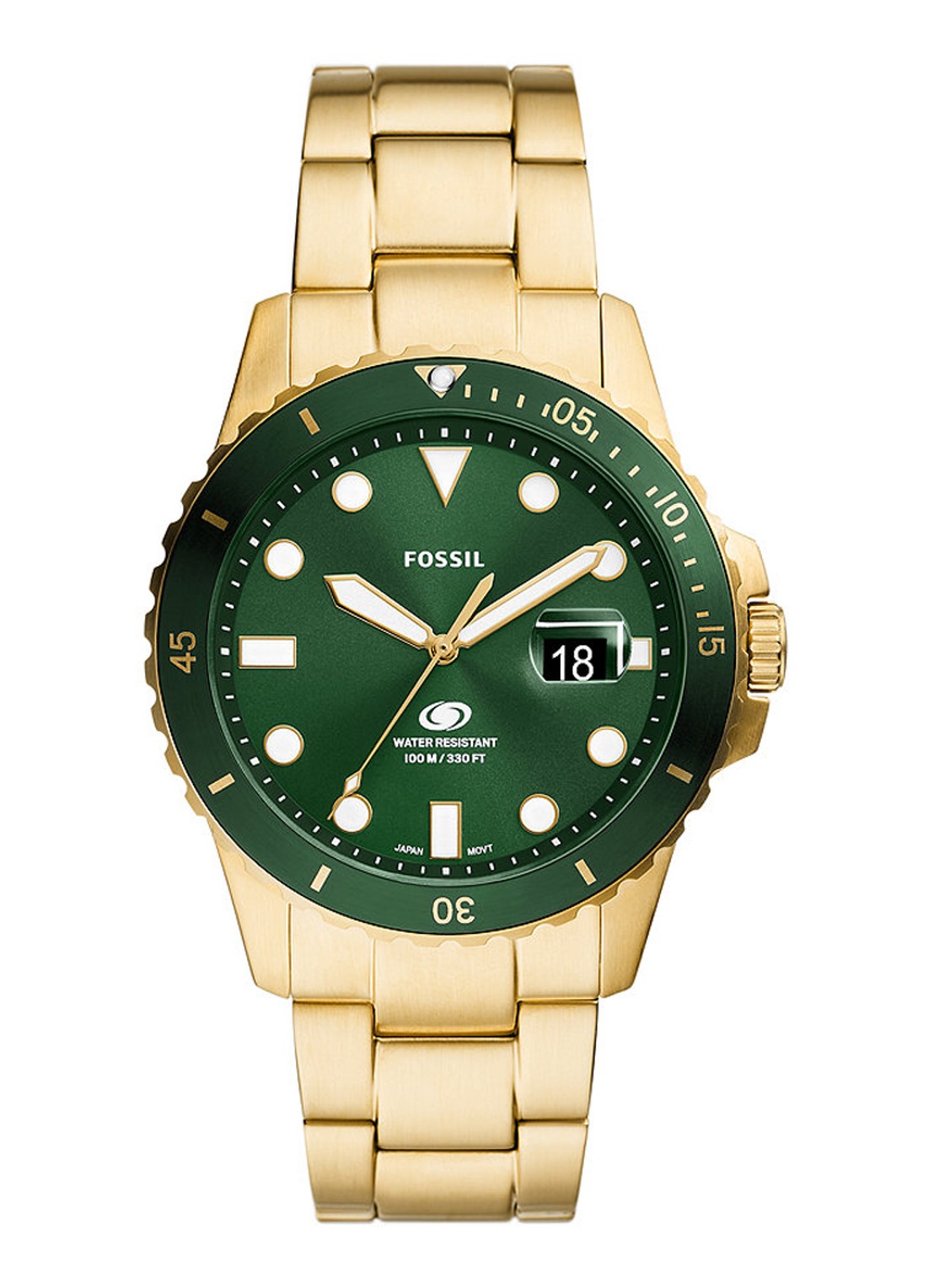 Fossil Blue Dive horloge FS6030 - voorkant goud