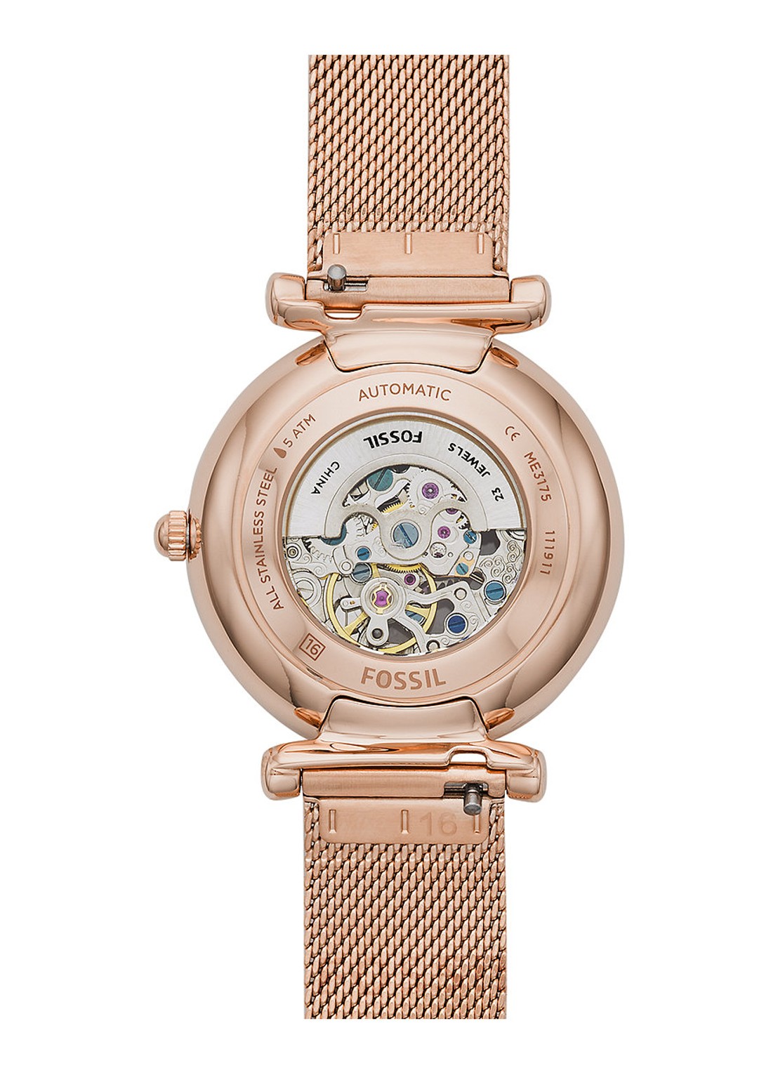 Fossil Carlie horloge ME3175 - detail 5 roségoud