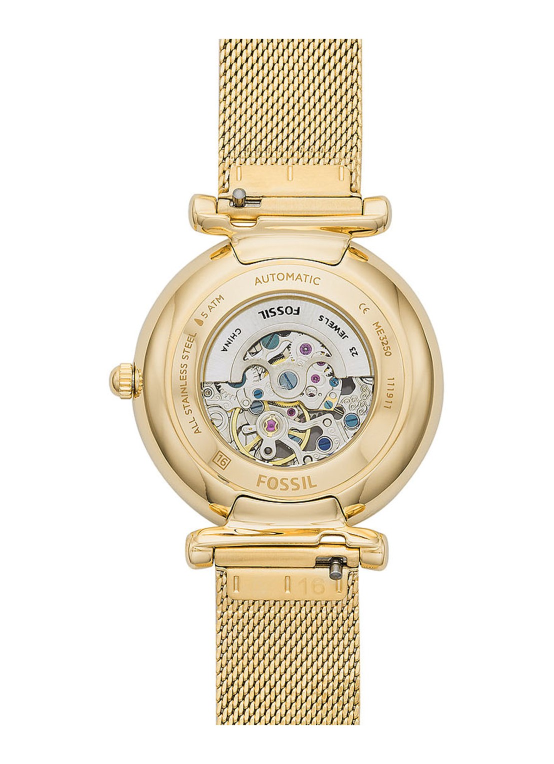 Fossil Carlie horloge ME3250 - detail 4 goud