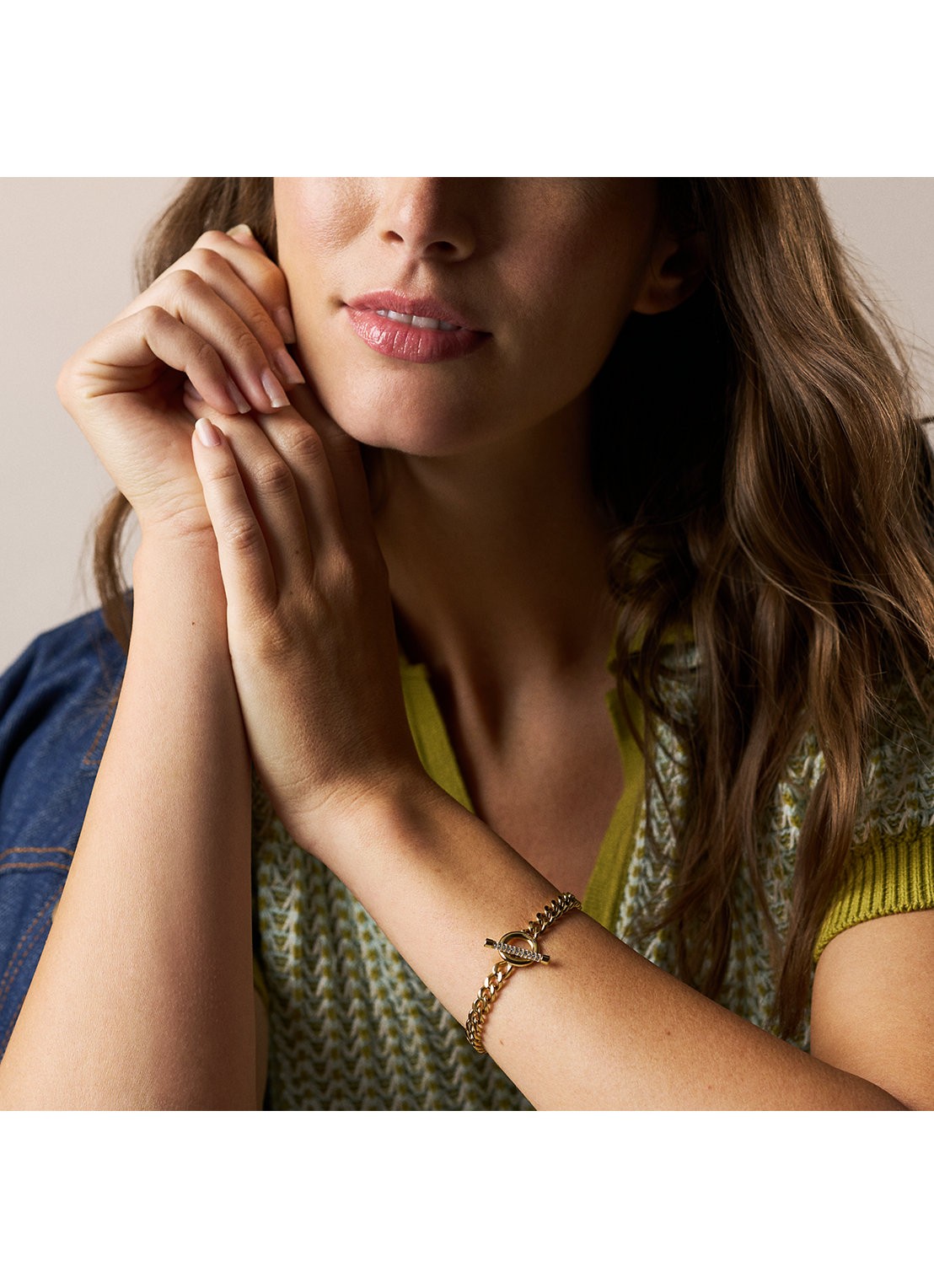 Fossil Carlie T-Bar armband JF04957710 - detail 4 goud