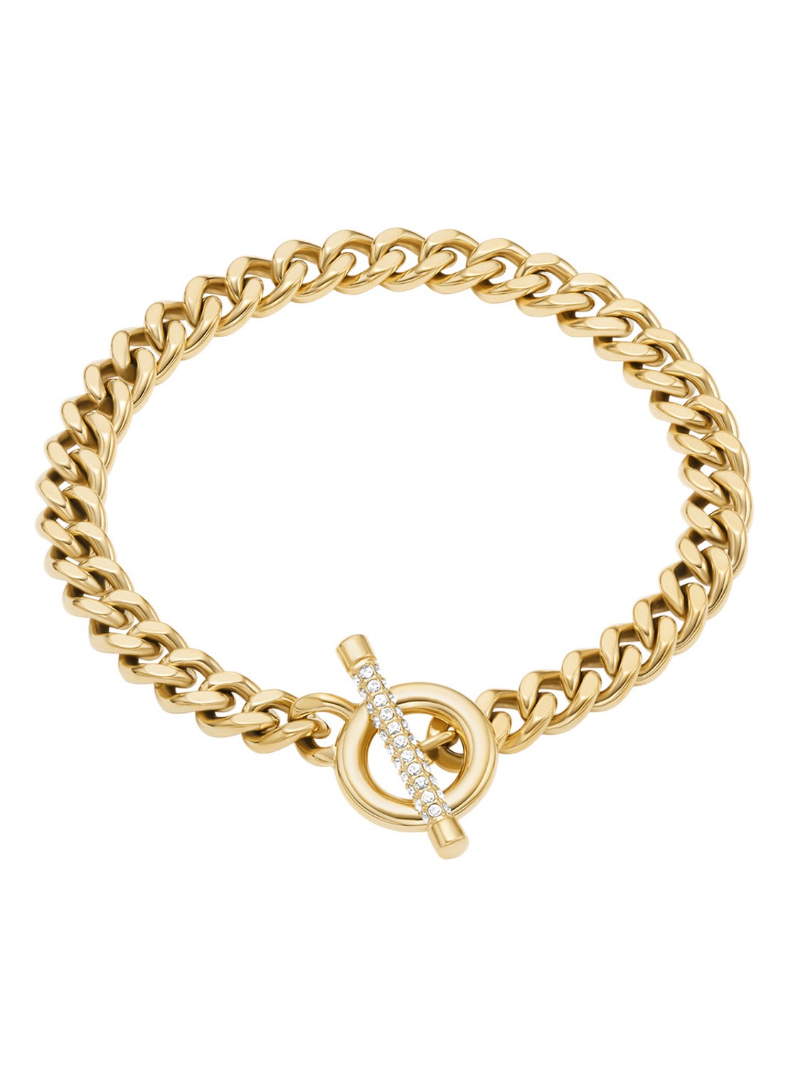 Fossil Carlie T-Bar armband JF04957710 - voorkant 5 goud
