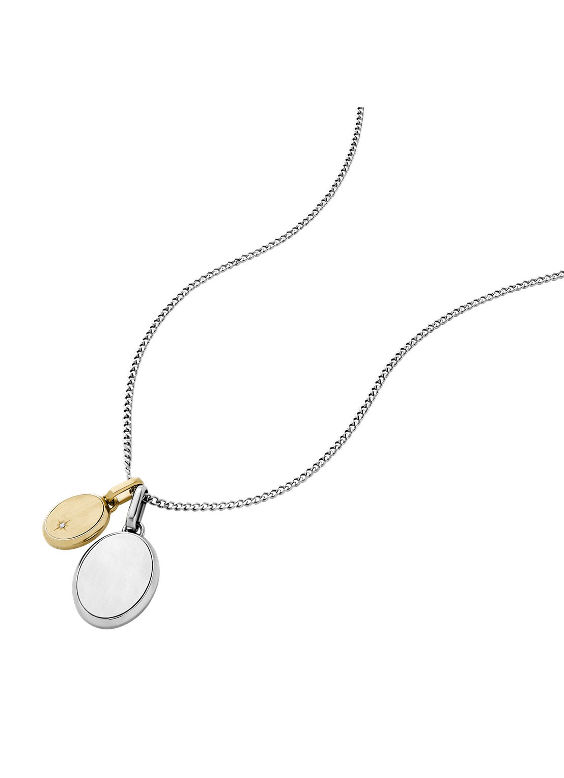 Fossil Drew ketting met hanger JF04850998 - detail zilver