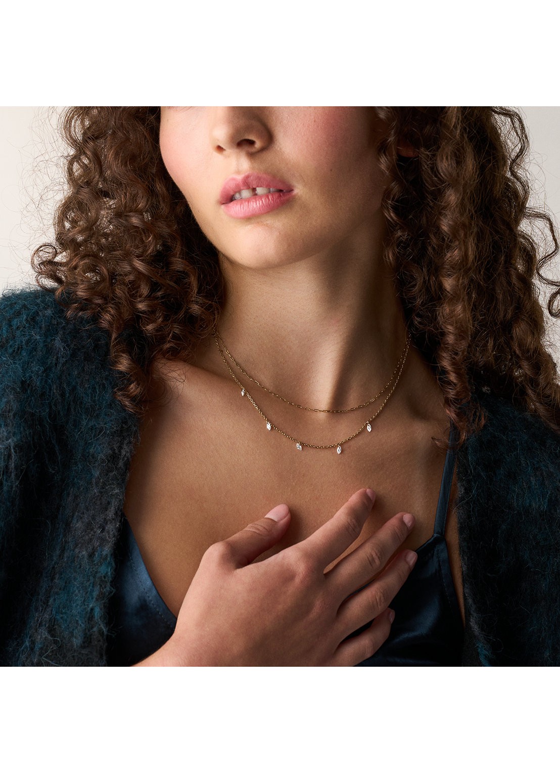 Fossil Ellis ketting  JF04894710 - detail 5 goud