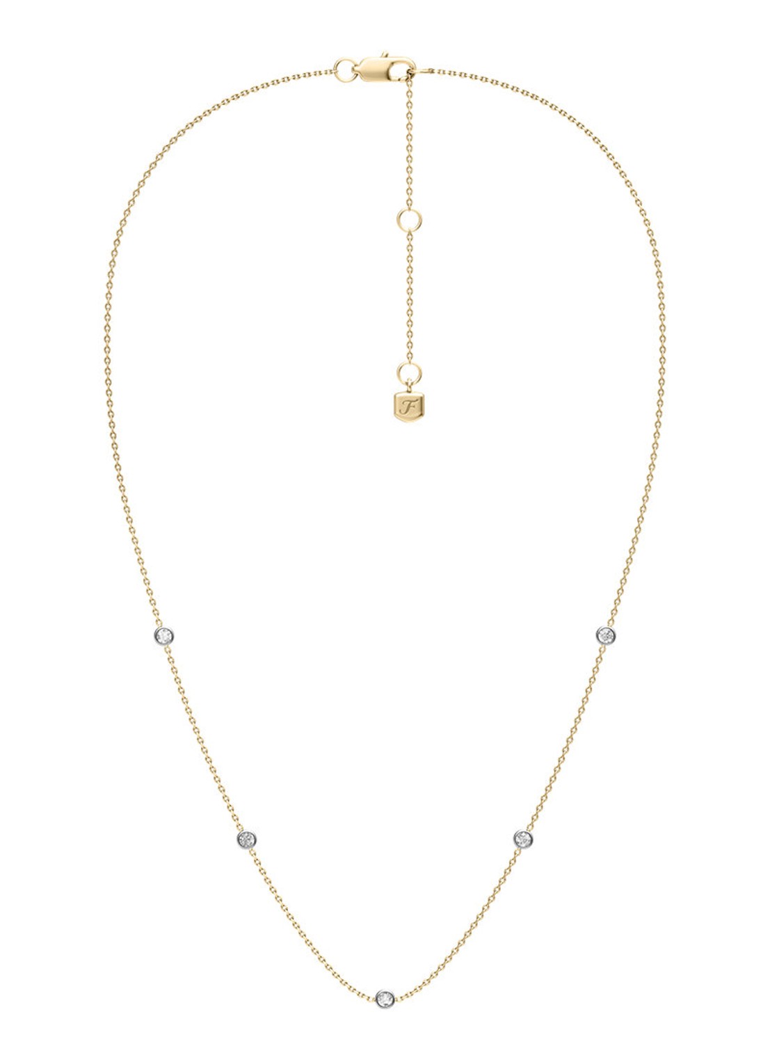 Fossil Ellis ketting met zirkonia JF05017998 - detail 3 goud