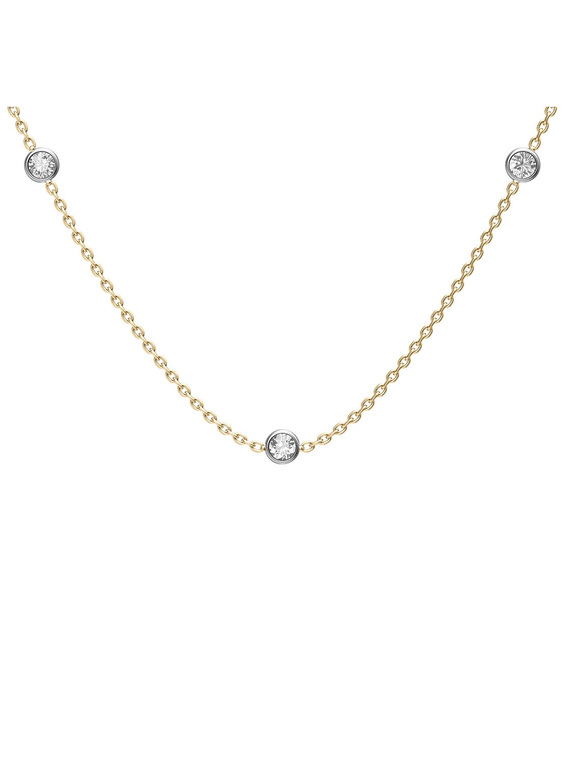 Fossil Ellis ketting met zirkonia JF05017998 - voorkant goud