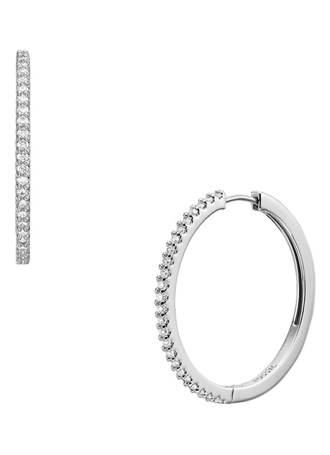 Fossil Ellis oorringen met zirkonia JA7274040 - detail zilver