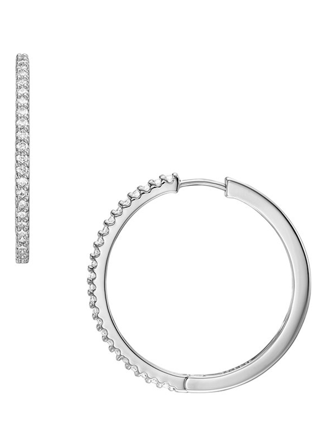 Fossil Ellis oorringen met zirkonia JA7274040 - voorkant 4 zilver