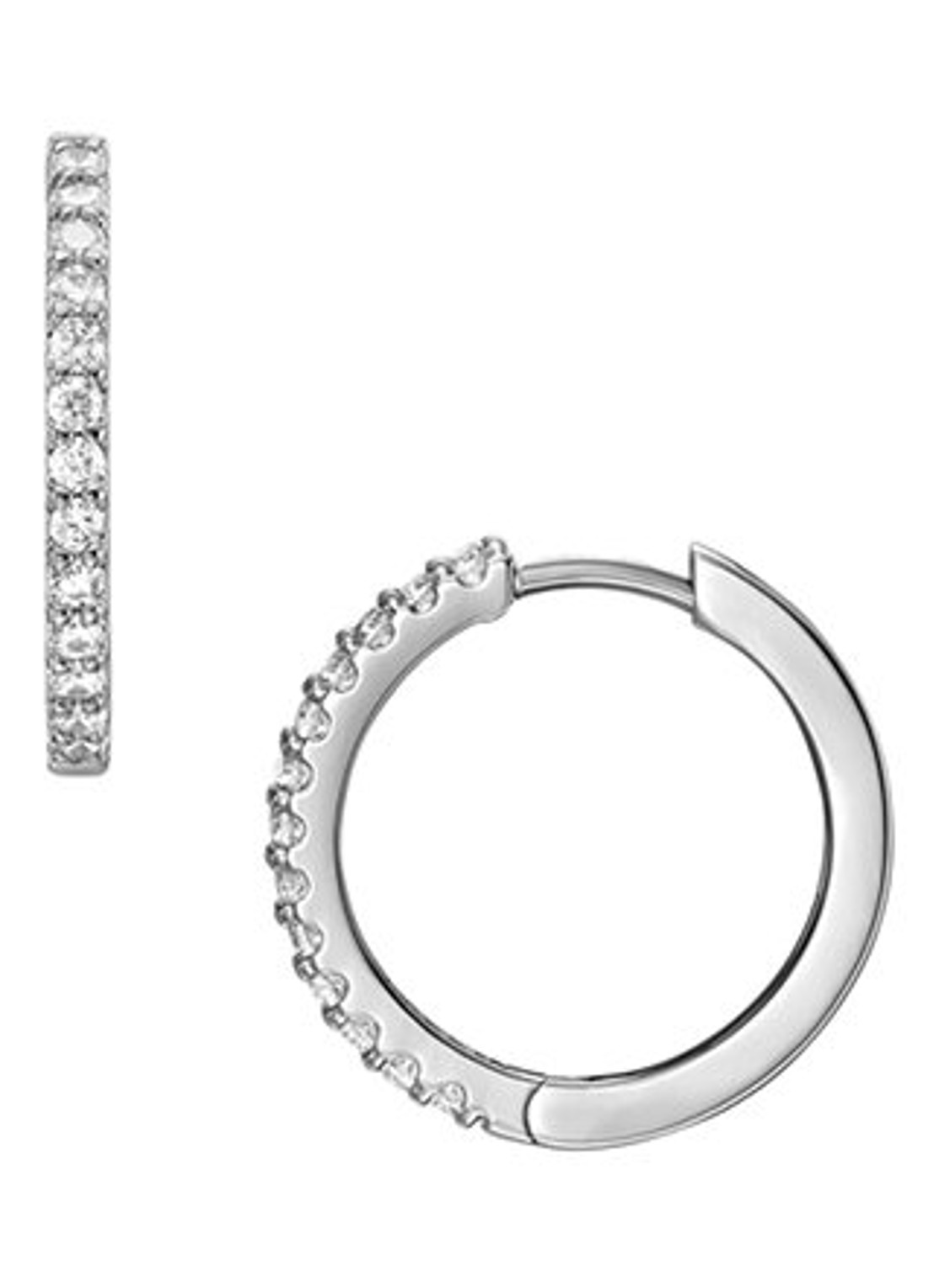 Fossil Ellis oorringen met zirkonia JF04802040 - voorkant zilver