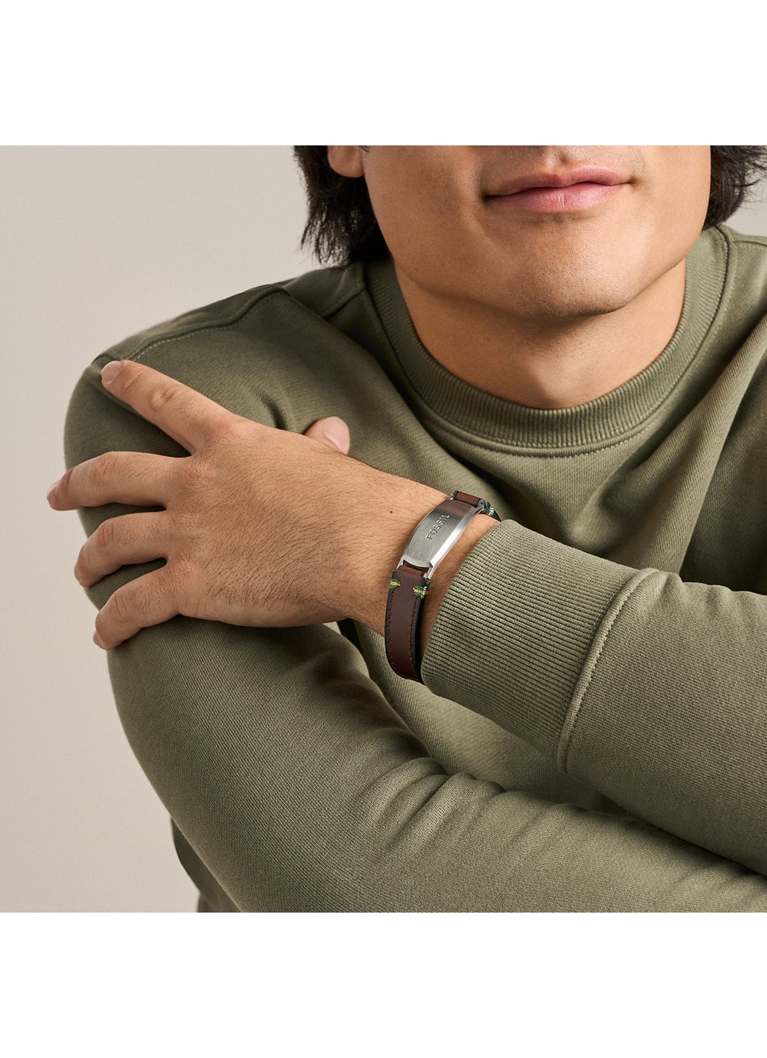 Fossil Everett armband JF04988040 - detail 4 bruin