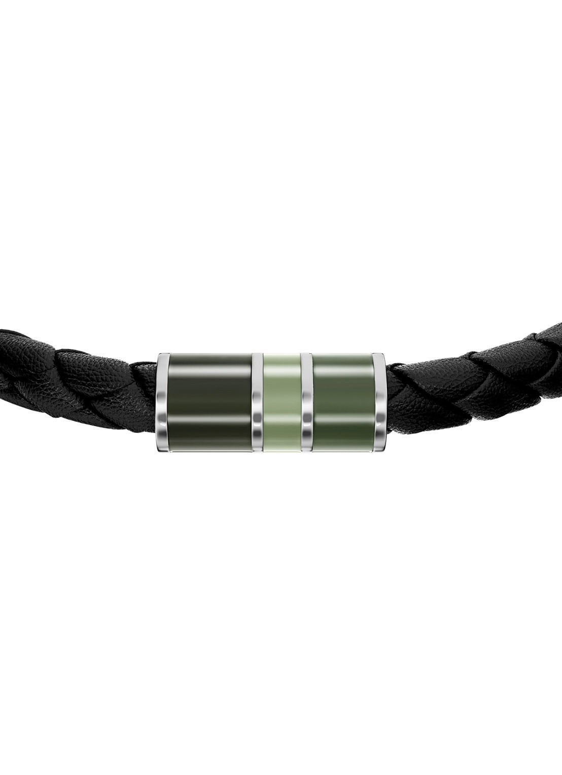 Fossil Everett armband van geweven leer JF05024040 - detail 2 zwart