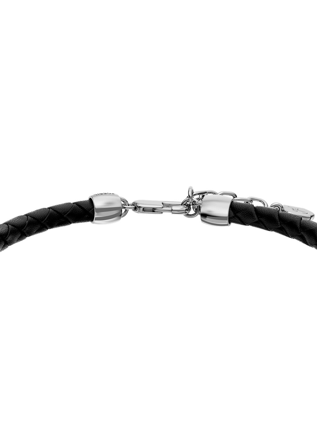 Fossil Everett armband van geweven leer JF05024040 - detail 3 zwart