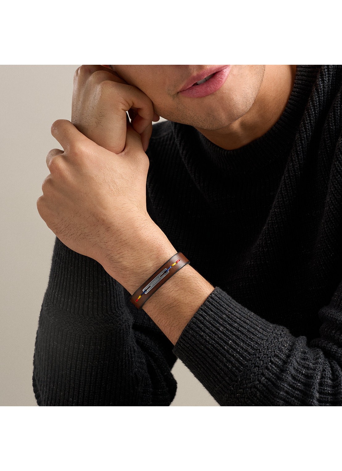 Fossil  Everett armband van leer JF05025040 - detail 5 bruin