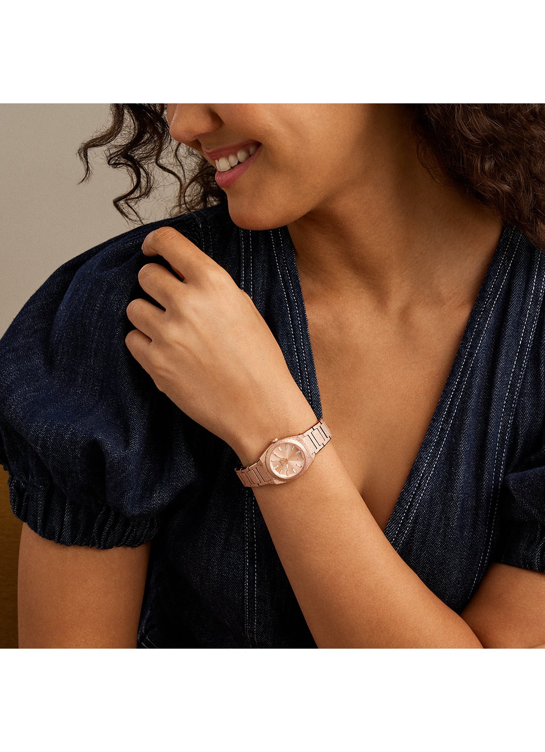 Fossil Everett horloge ES5523 - detail 3 roségoud