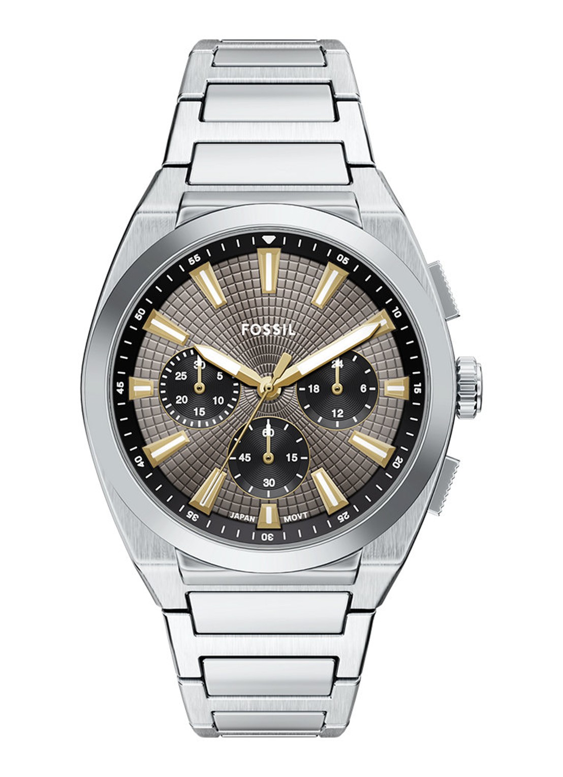 Fossil Everett horloge FS6128 - voorkant zilver