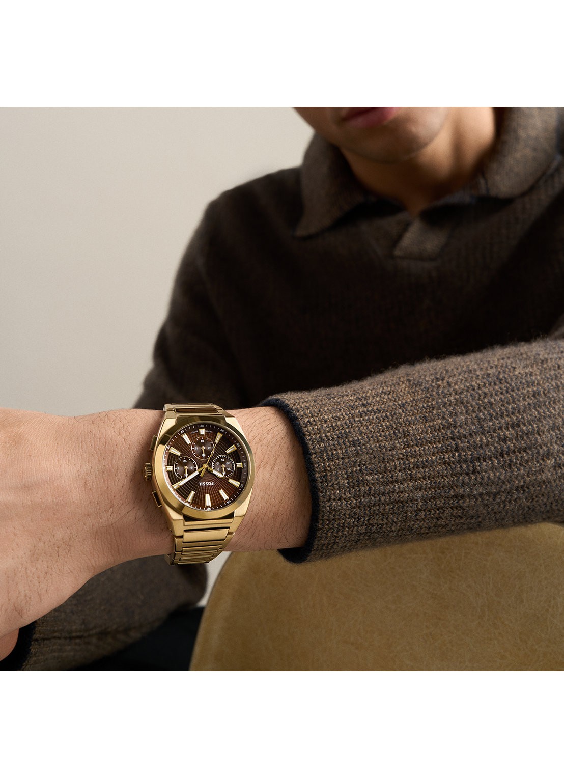 Fossil Everett horloge FS6184 - detail 5 goud