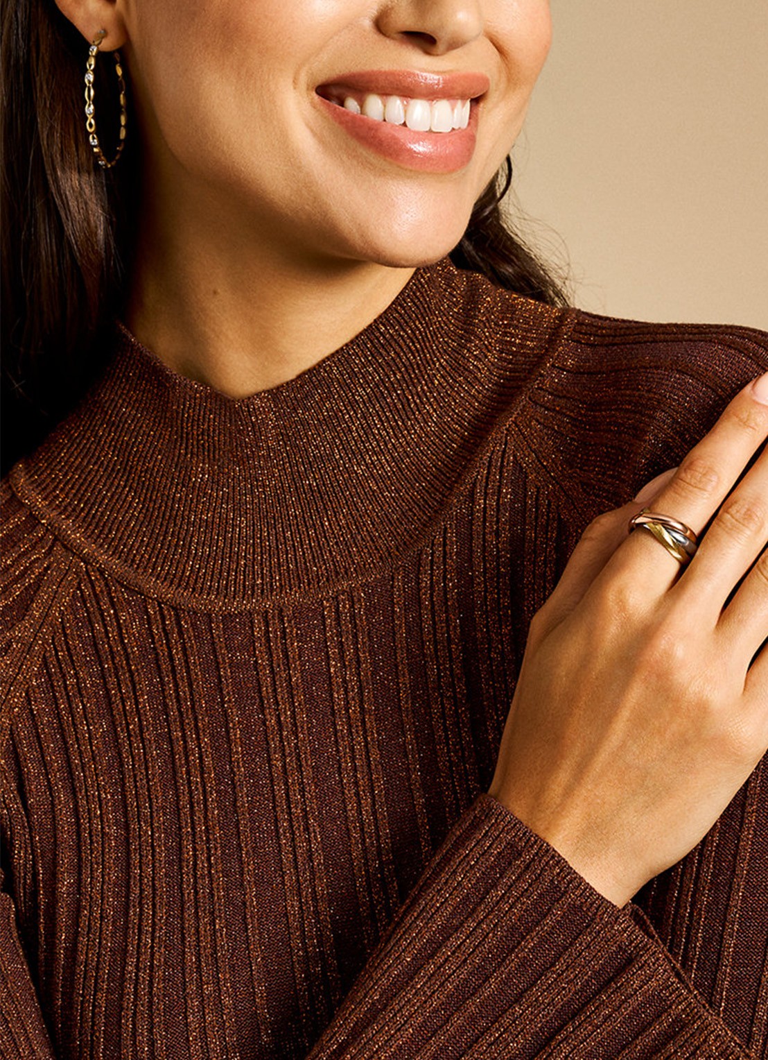 Fossil Harlow ring verguld JF04807998 - voorkant 2 goud