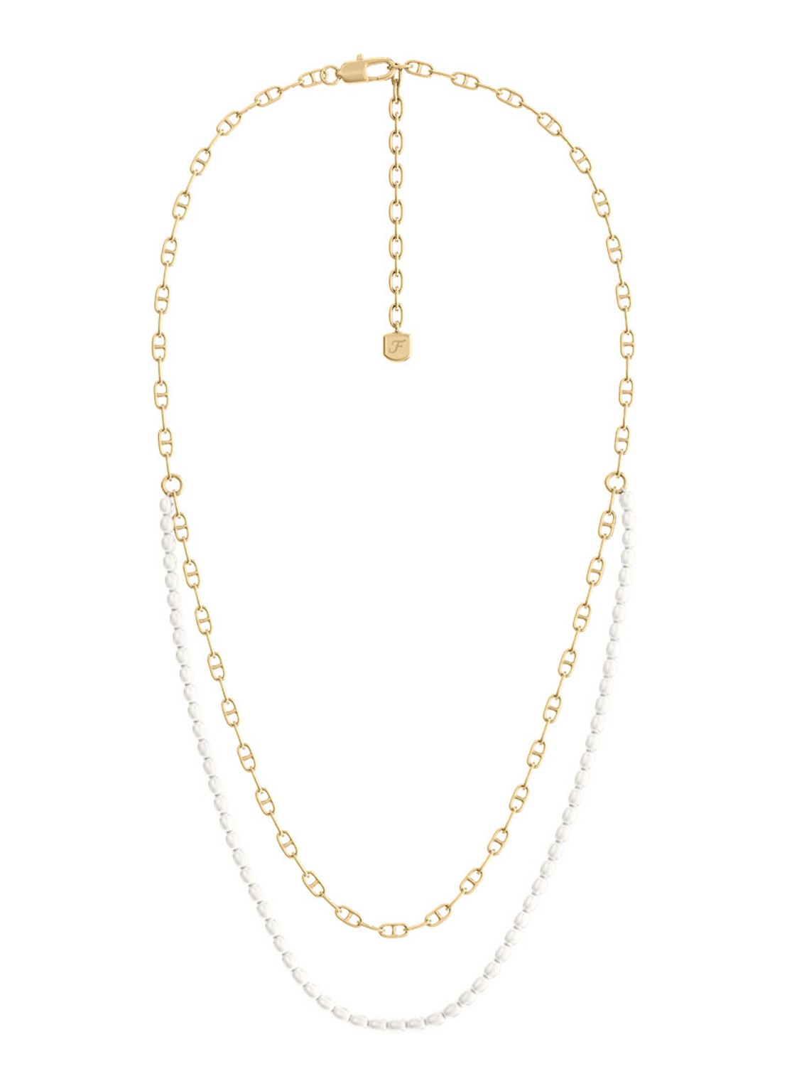 Fossil Heritage ketting verguld  JA7321710 - voorkant goud