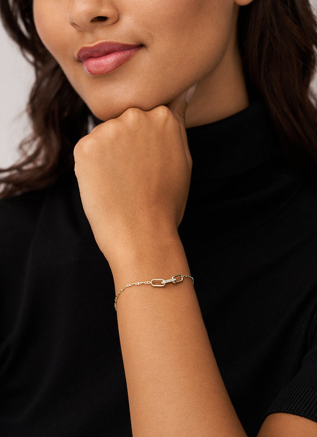Fossil Heritage schakelarmband met glassteen JF04525710 - voorkant 2 goud
