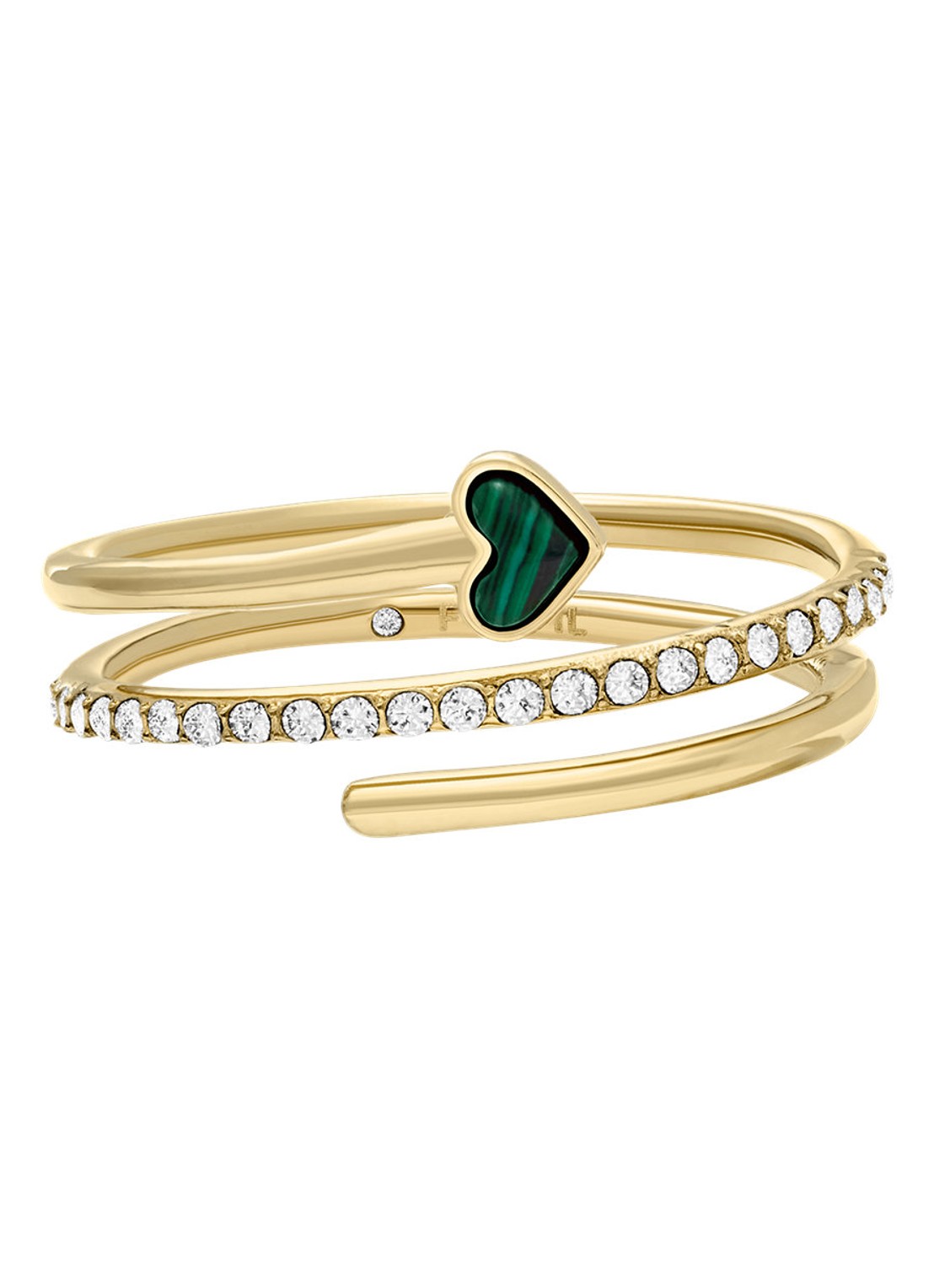 Fossil Jewelry ring met malachiet JF04860710 - voorkant goud