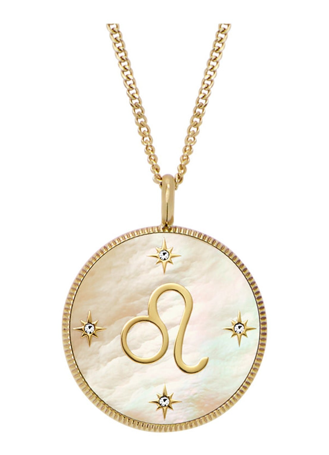Fossil Ketting met hanger JF04842710 - voorkant 5 goud