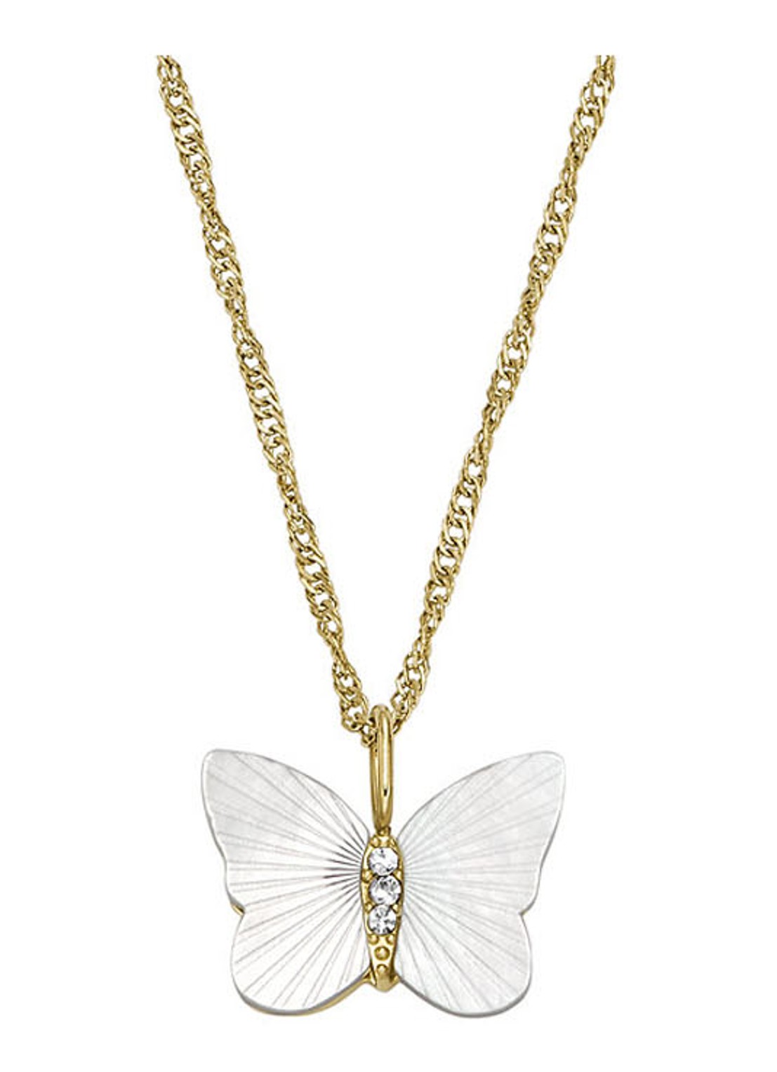 Fossil Ketting met kristal JF04424710 - voorkant goud