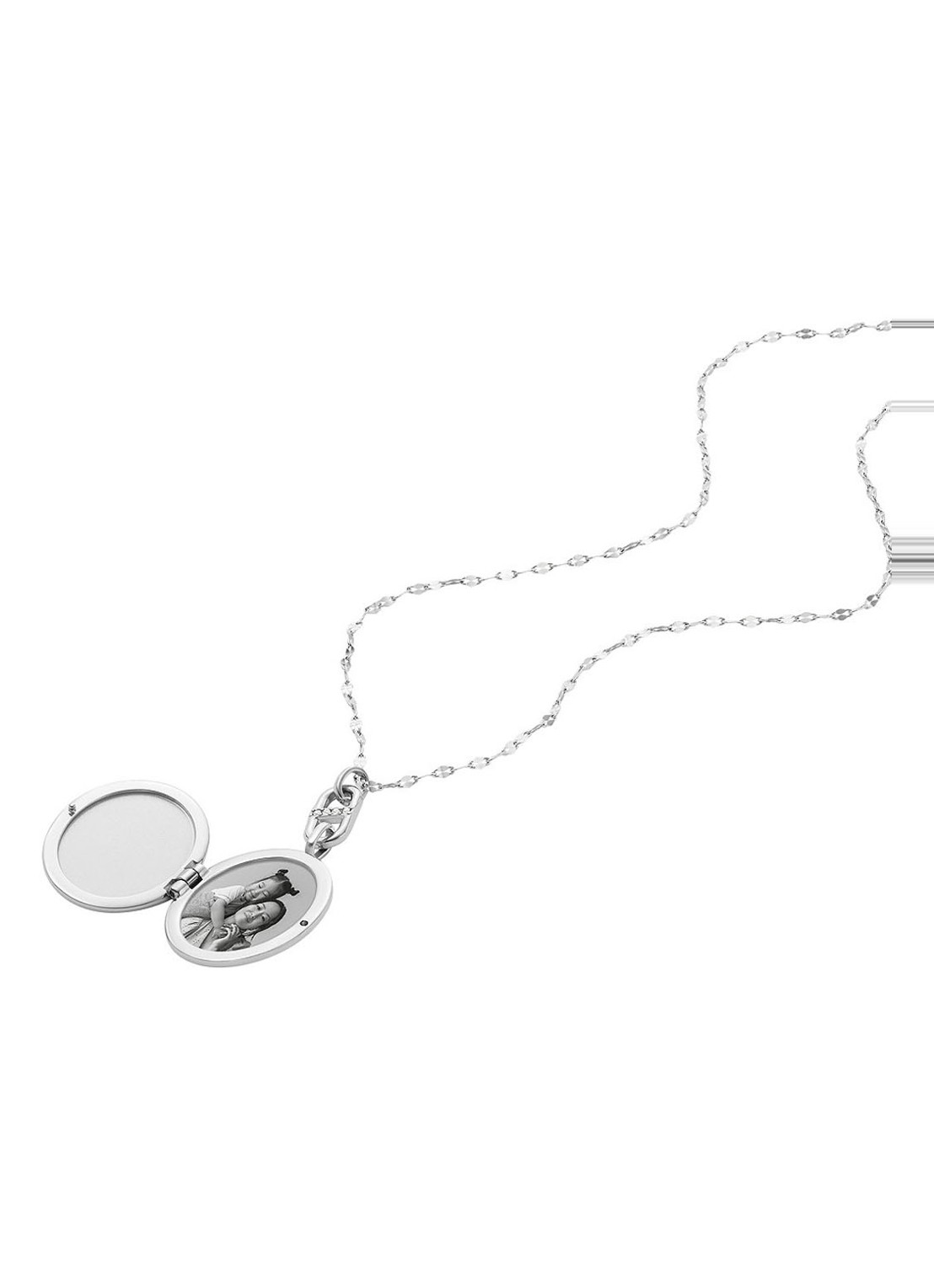 Fossil Ketting met kristal JF04427040 - detail zilver