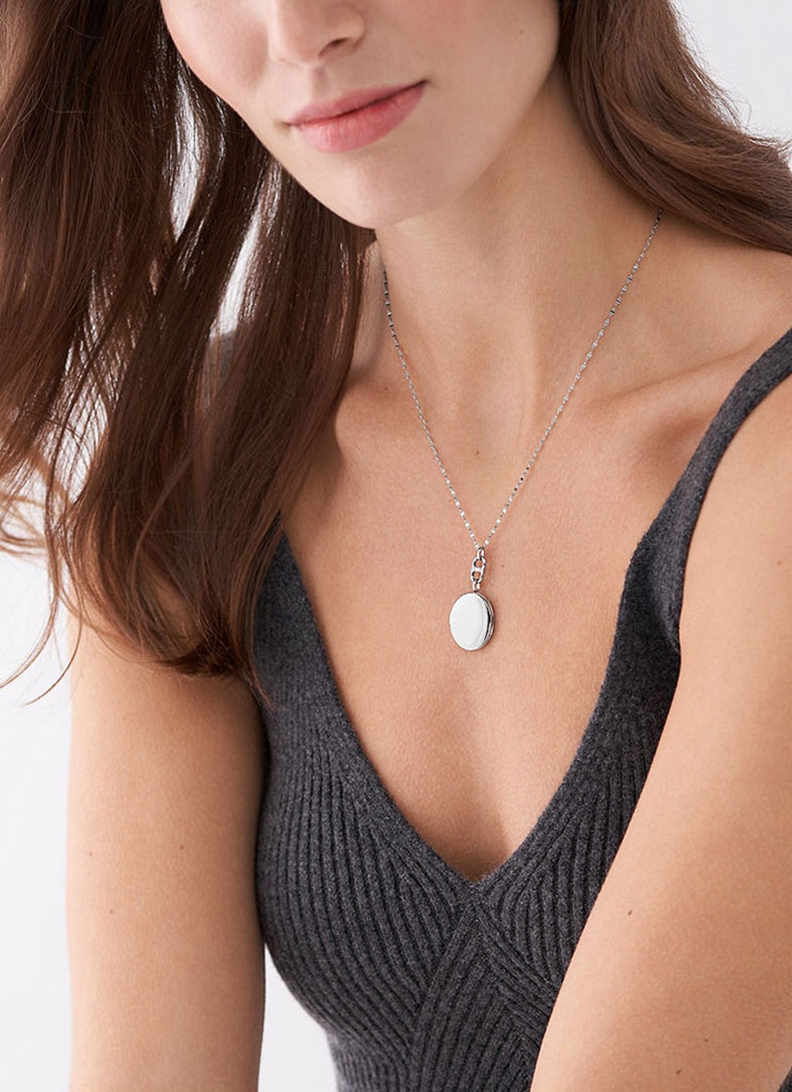 Fossil Ketting met kristal JF04427040 - voorkant 5 zilver