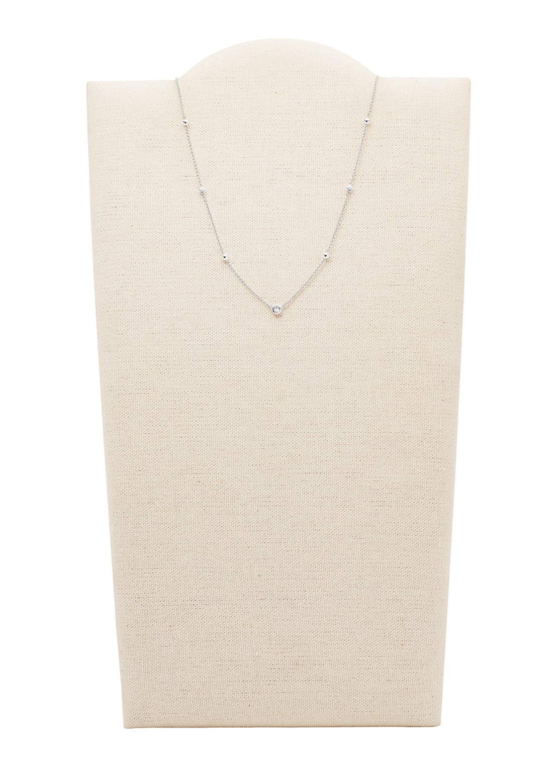 Fossil Ketting van zilver met zirkonia JFS00453040 - detail zilver