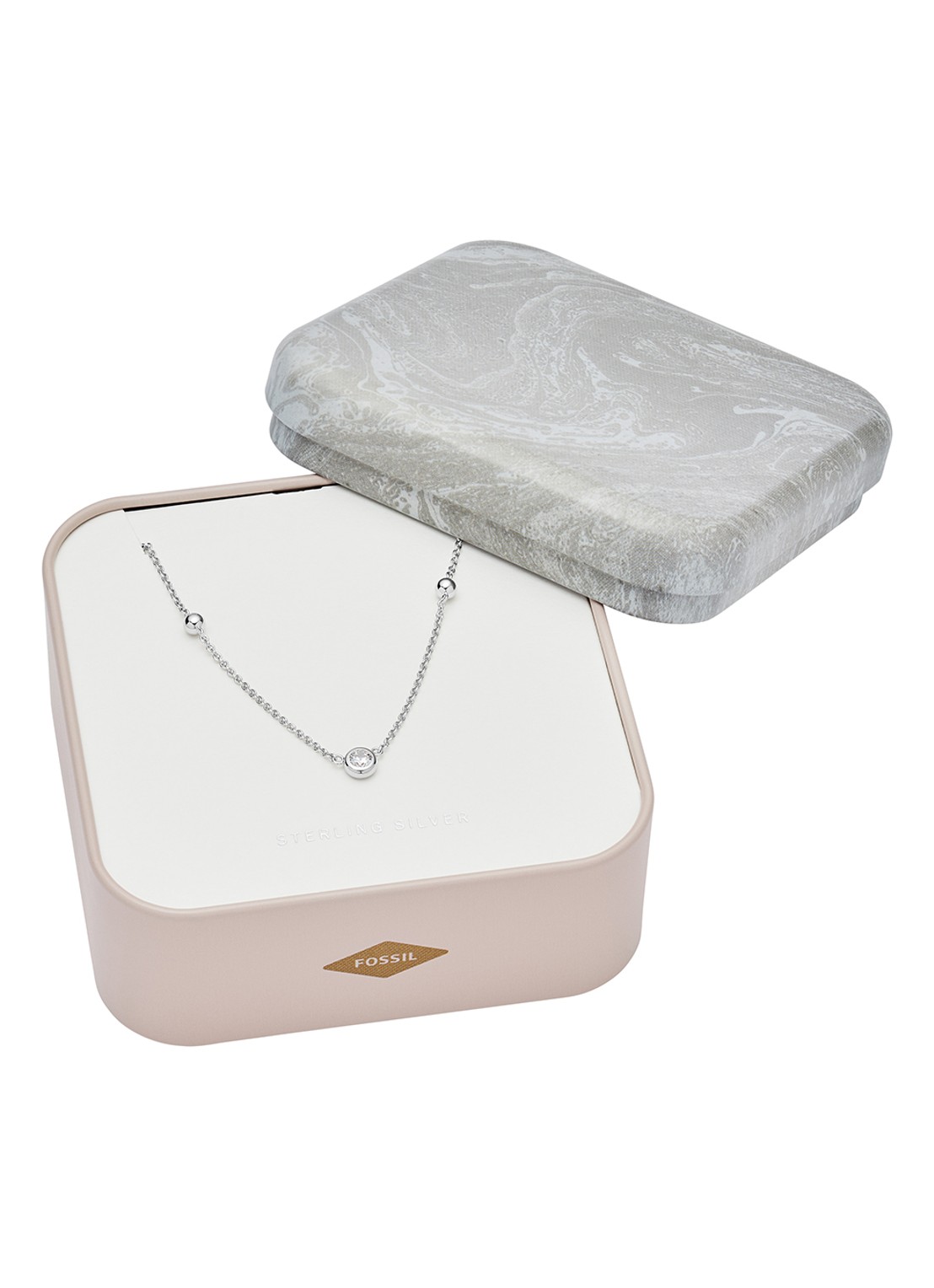 Fossil Ketting van zilver met zirkonia JFS00453040 - detail 2 zilver