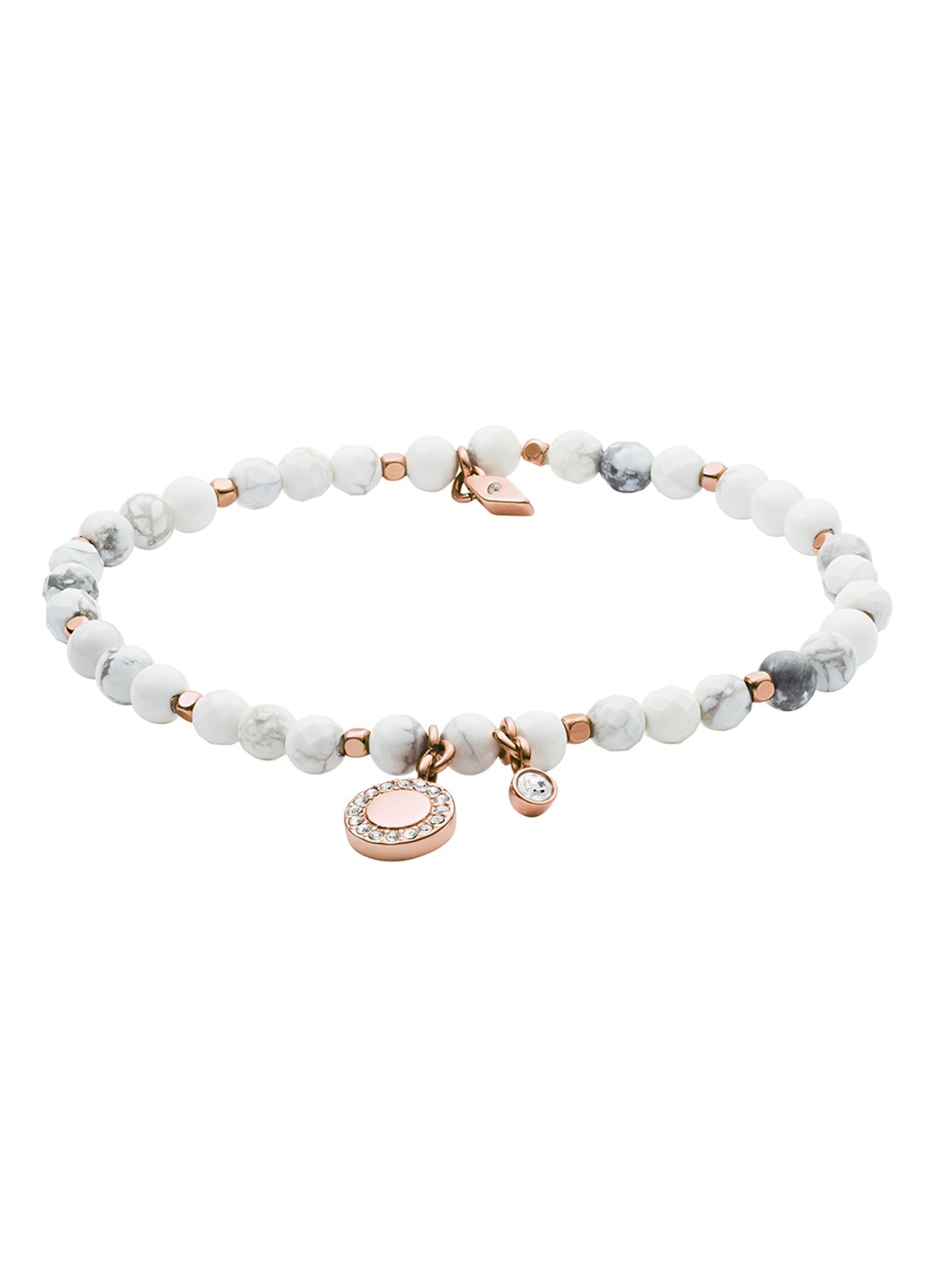 Fossil Kralenarmband met halfedelsteen JA6934791 - voorkant wit
